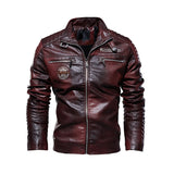 Leather Jacket Men Winter Fleece